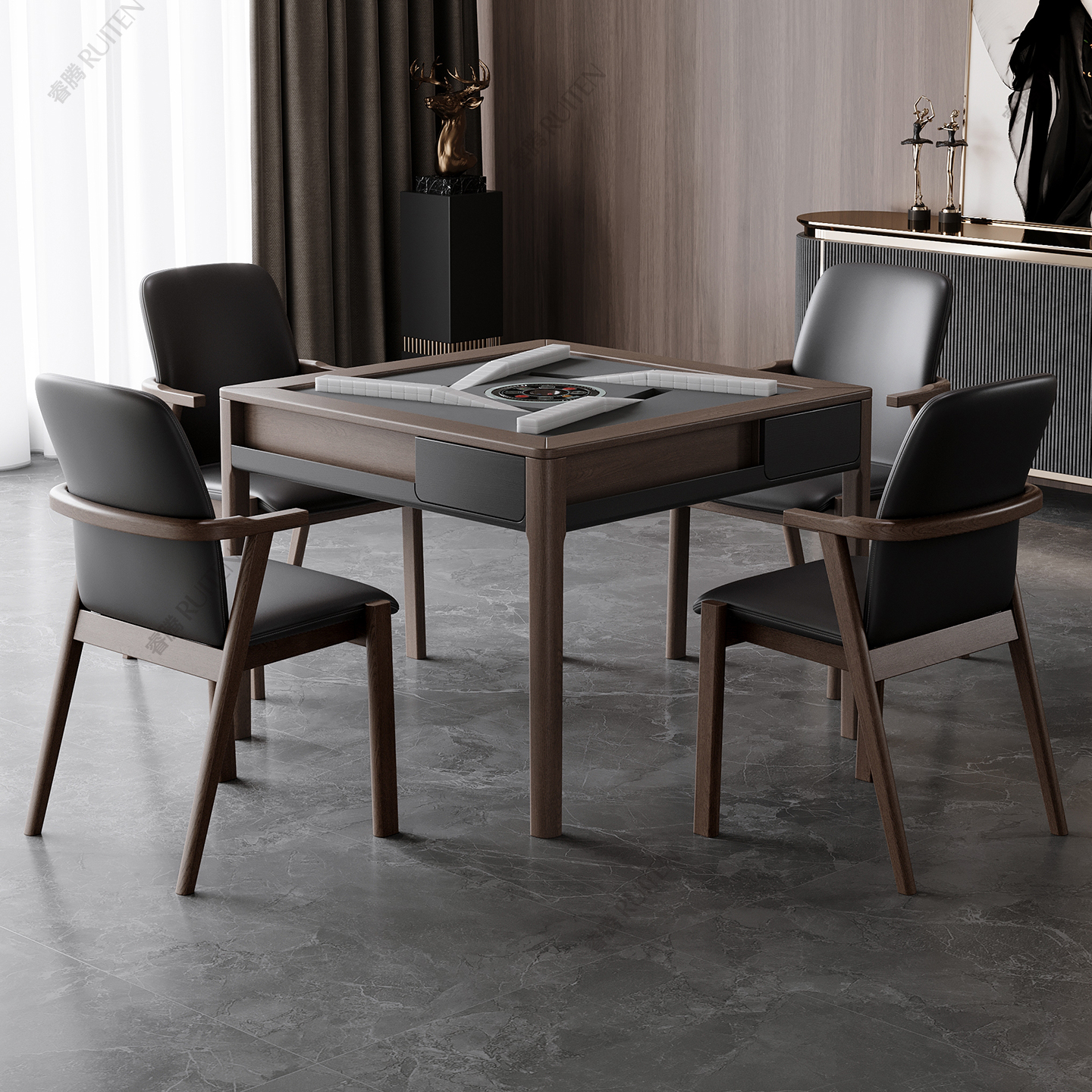 睿腾正品新款实木麻将餐桌包安装