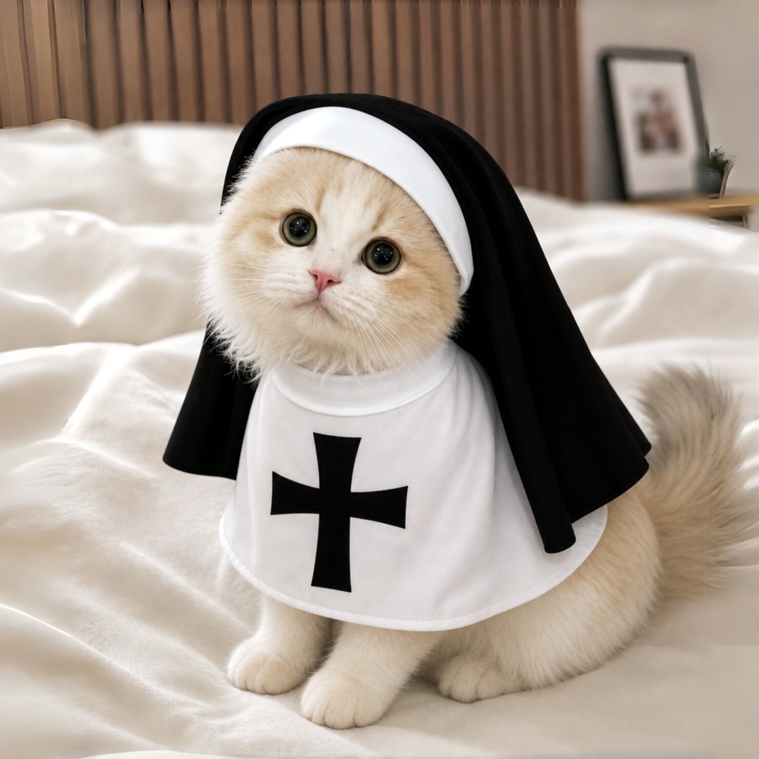 猫咪修女服万圣节猫咪服装宠物斗篷节日cos装扮户外搞怪拍照道具