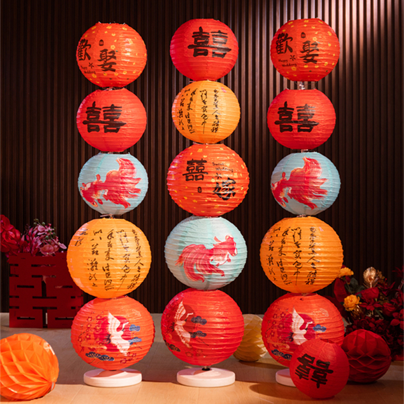 结婚订婚喜字灯笼立柱场景装饰