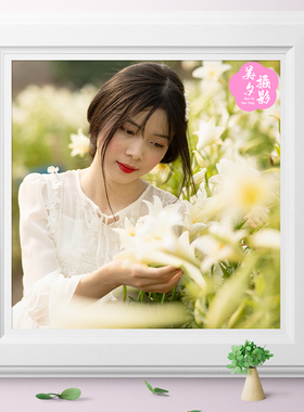 NIKON D810拍摄百合花田美女人像RAW原图PS后期修图调色练习素材