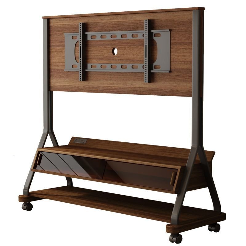 实木可移动电视机柜家用客厅卧室简约落地式储物一体带轮电视支架