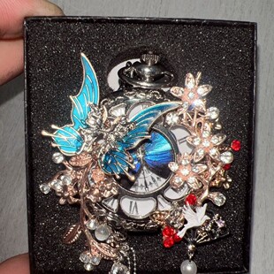 原创新中式高订款蝴蝶怀表可动送朋友超级精致怀表定制礼物超级闪