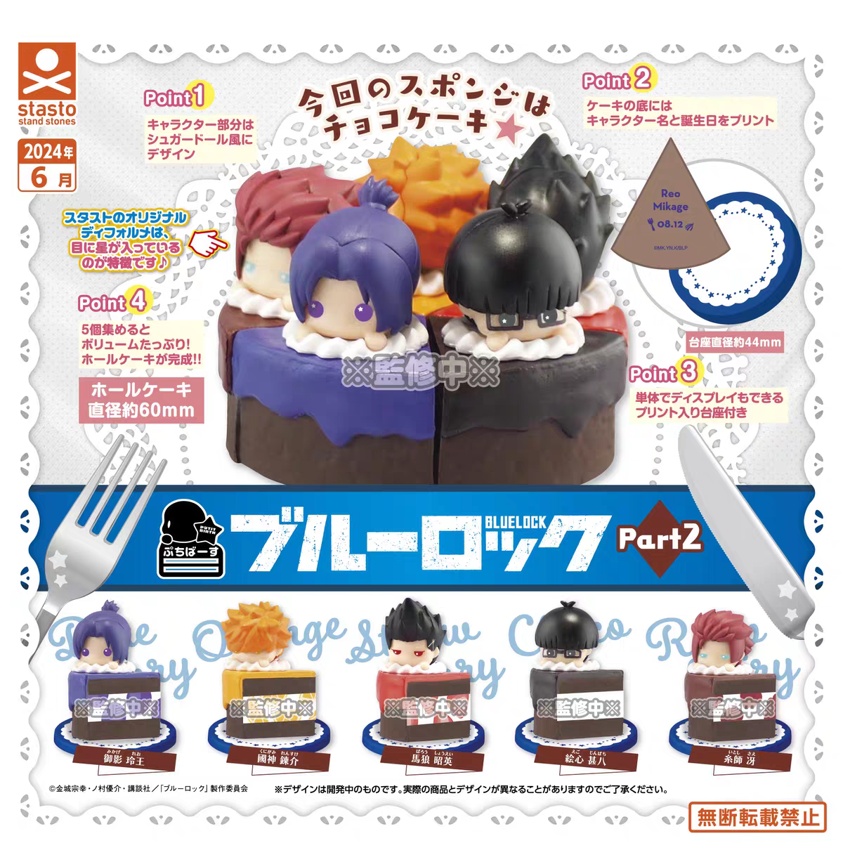 现货 STASTO扭蛋 蓝色监狱 蓝锁 Q版切角小蛋糕 第2弹周边