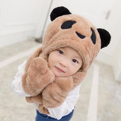 儿童三合一加厚保暖围巾手套帽子