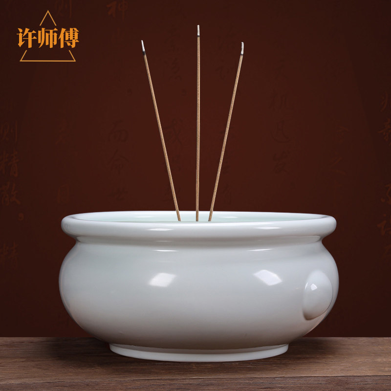 许师傅陶瓷香炉简约现代风格家用室内佛堂供奉香薰炉青釉色摆件