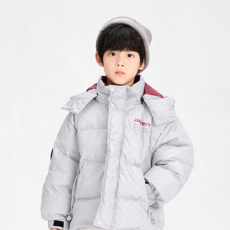多多一上冬新款男小童可拆卸连帽羽绒服保暖冬款男孩羽绒面包服
