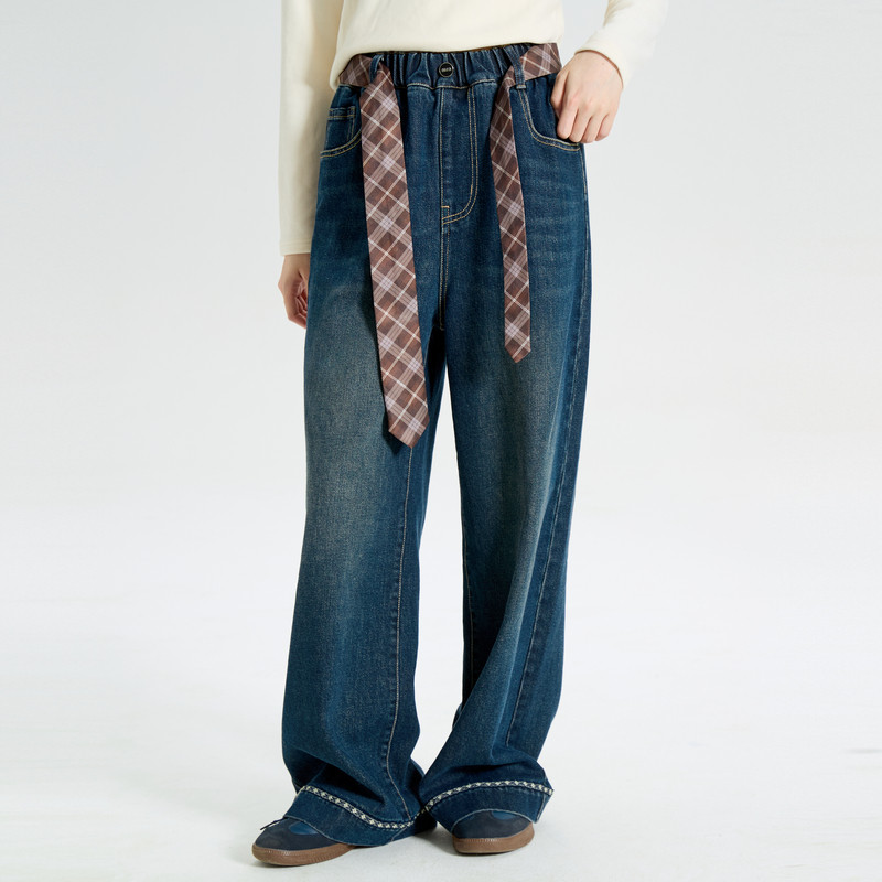 多多一上新秋女大童百搭牛仔直筒裤女孩百搭初秋牛仔阔腿长裤,童装/婴儿装/亲子装,裤子,淘宝优惠券,粉丝福利购,淘宝优惠卷