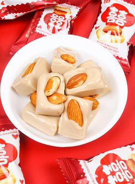 喜事成双巴木奶脆硬喜散装订糖婚EZQ礼结婚专旦用糖满月糖果奶糖