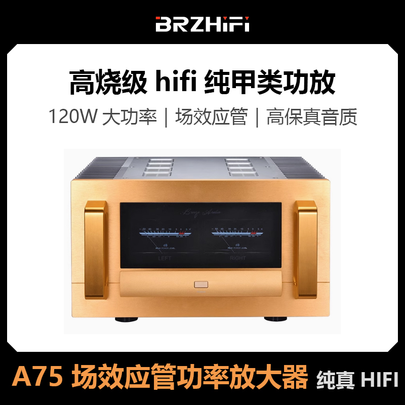 发烧级hifi纯甲类功放机大功率120W场效应管高保真音质纯后级 A75