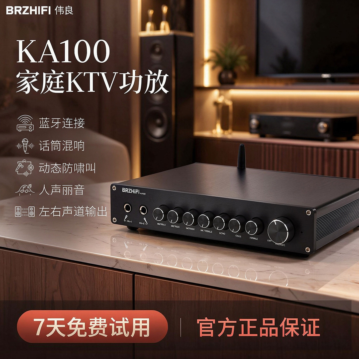 KA100 专业大功率KTV 家用卡拉OK功放机 防啸叫 人声丽音调节