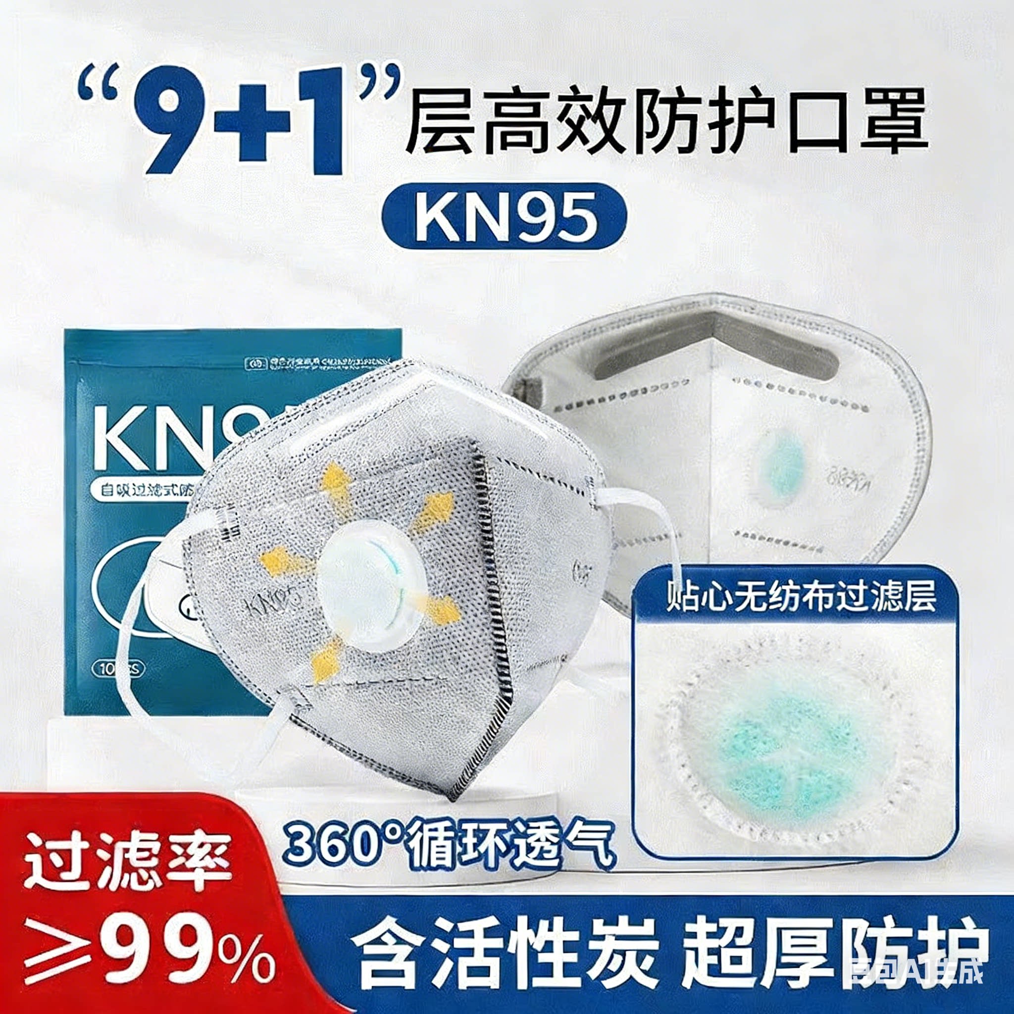 kn95防护口罩防工业粉尘打磨喷漆易呼吸阀透气雾霾异味甲醛PM2.5