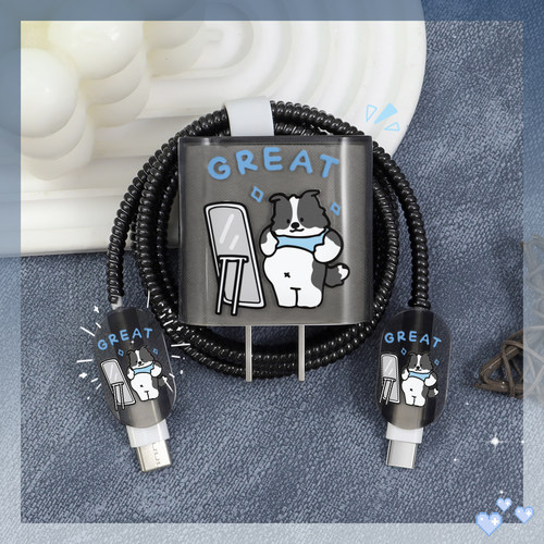 充电器数据线保护套透明印花新款