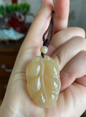 和田玉糖玉树叶金枝玉叶一夜暴富吊坠挂件 总重约11.36g