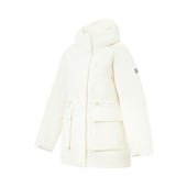 李宁工装 户外派克防泼水鸭绒防寒保暖外套AYMV296 羽绒服女中长款