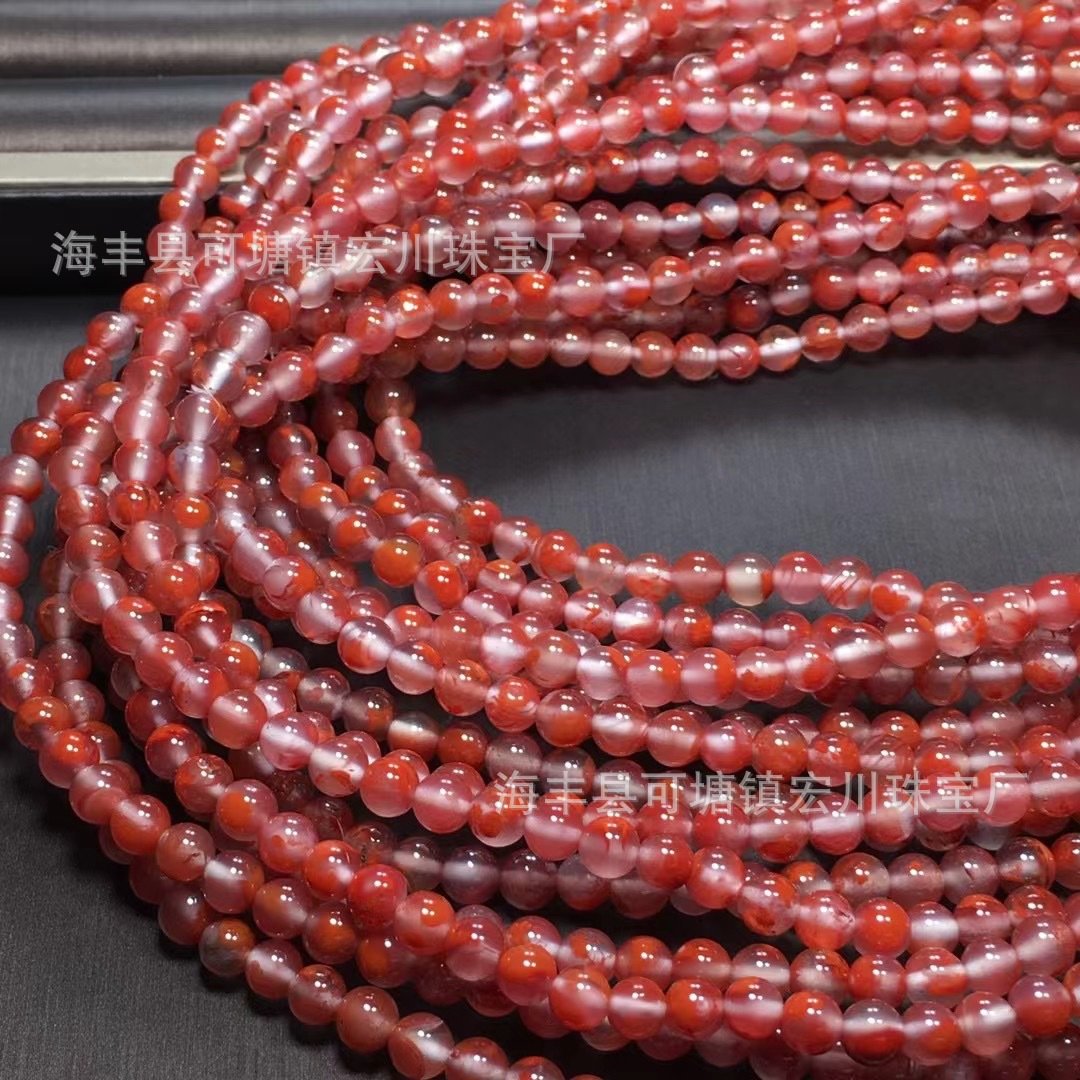 南红手串佛珠项链冰飘柿子红天然南红玛瑙三四圈手链女款饰品