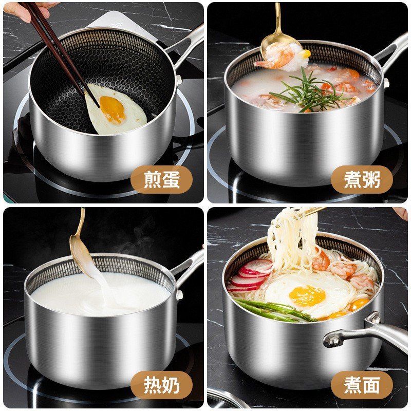 跨境316不锈钢奶锅宝宝辅食锅单人煲汤蒸锅小炖锅厨房汤锅不粘锅