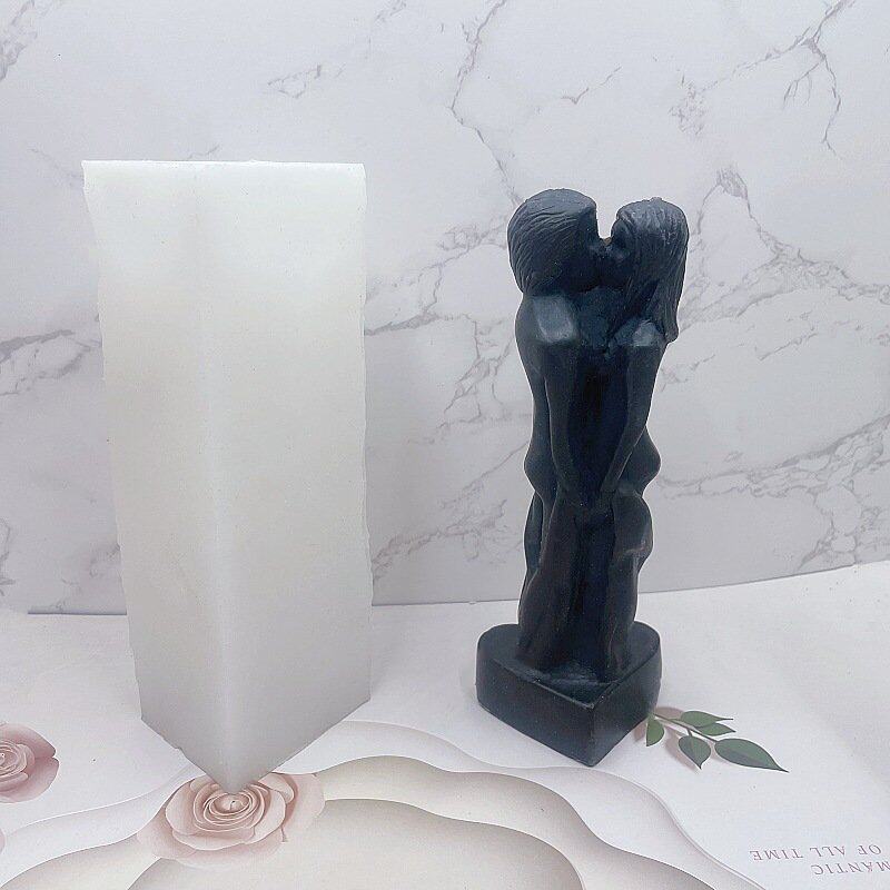 人像男女面对面香薰蜡烛硅胶模具DIY男女背对背石膏摆件蛋糕模具