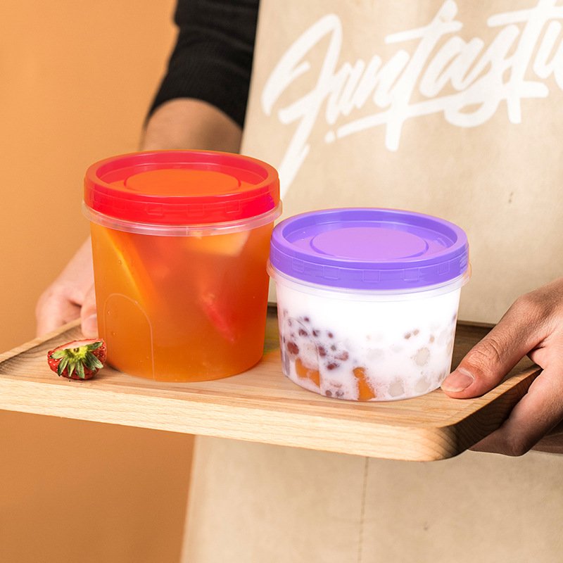 喇叭花一次性密封罐拧扣螺旋杯收纳罐五谷杂粮塑料瓶烧仙草糖水碗