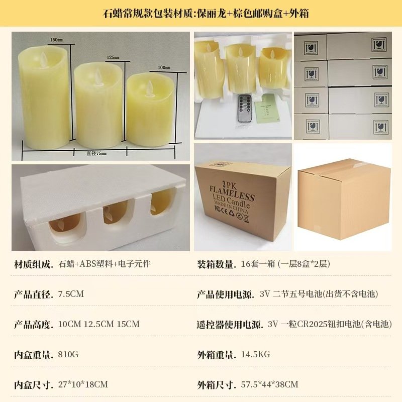 新品石蜡平凹口圣诞蜡烛魔发棒金蜡烛
