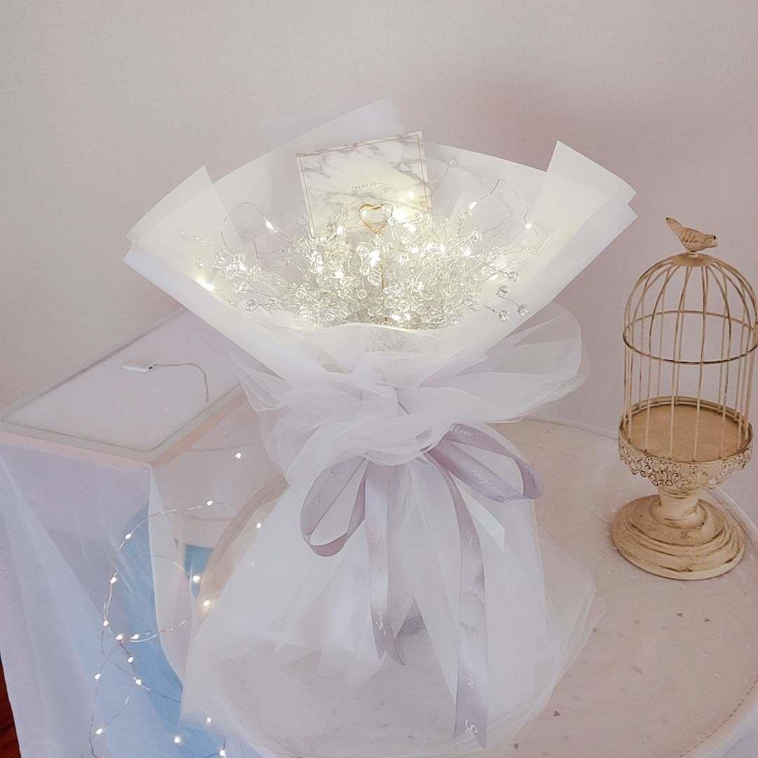 高档心思纸艺 水晶满天星花束饰材包 灯料包装纸花套装生日礼物