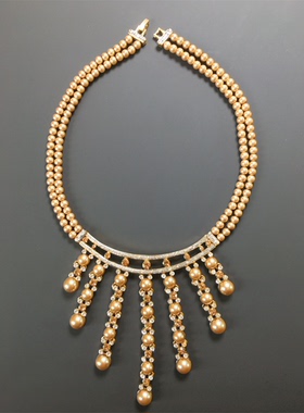 Vintage中古香槟色夸张流苏瀑布