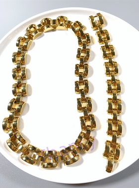 铜镀真金环扣项链手链套装KS