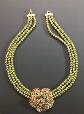 Vintage中古优雅复古百搭绿色琉