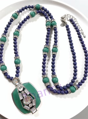 哑光蓝绿撞色毛衣链LIASOPHIA