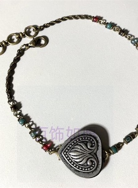 爱心复古项链chokerLK打标