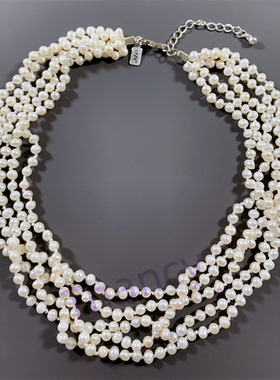 天然珍珠多层项链1928打标