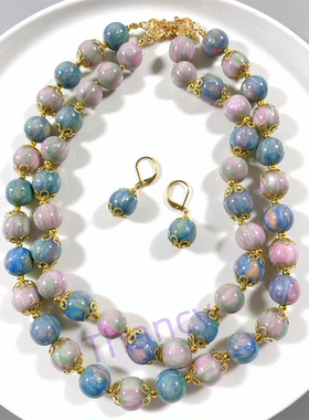 星空粉蓝珠光树脂珠套装