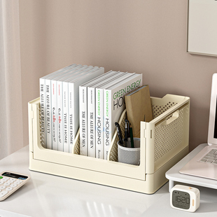 学生桌面书本收纳置物架收纳筐书箱教室用可折叠学校课桌下收纳箱