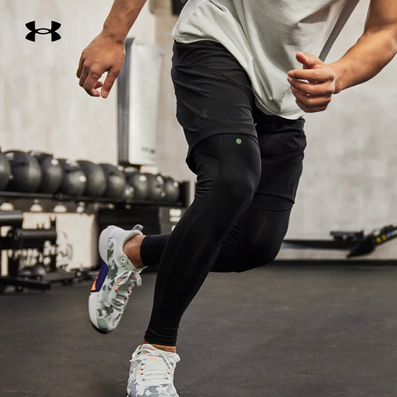 安德玛男子高腰运动弹力紧身裤