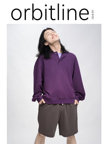 orbitline 长袖Polo衫  海芋紫 运动中性宽松休闲透气卫衣 范李猿