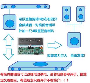 美国多功能数字蓝牙光纤同轴有源功放板2.1回音壁DIY重低音响遥控