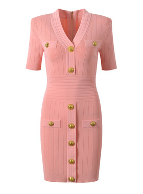 Balman轻奢国际艾菲巴尔曼新款小香风轻奢气质修身显瘦短袖连衣裙