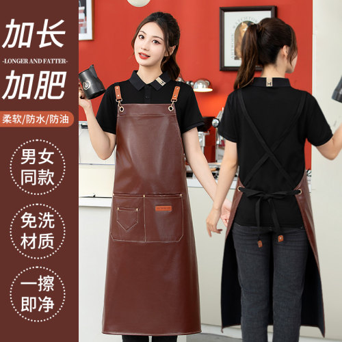 pu软皮防水围裙定制logo印字男女