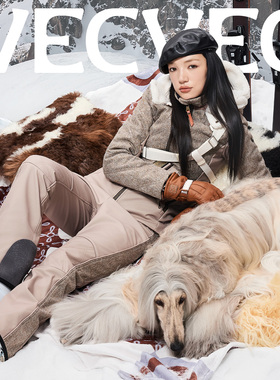 VECVEC滑雪服单双板复古老钱风上衣女修身防水防风保暖户外休闲