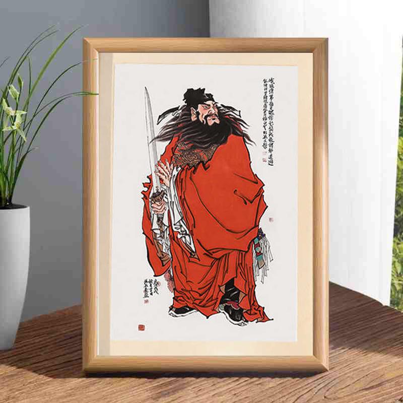 新中式天师赐福镇宅装饰画钟馗伏魔图相框摆台钟馗画像桌面摆件