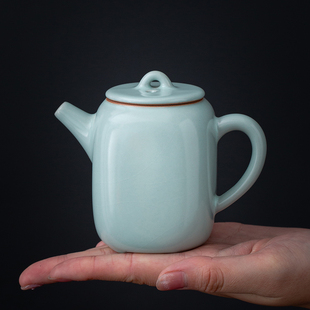 汝窑茶壶泡茶陶瓷冰裂开片可养小茶壶高档精品功夫茶具家用单茶壶