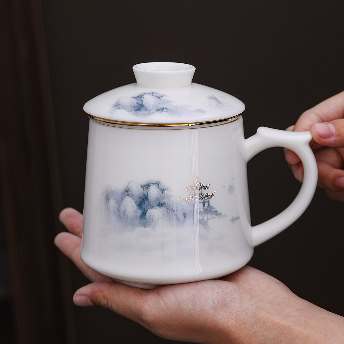 羊脂玉瓷办公杯个人茶水分离泡茶杯带盖过滤水杯办公茶杯陶瓷茶杯,餐饮具,茶杯,淘宝优惠券,粉丝福利购,淘宝优惠卷