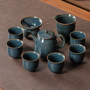 家用哥窑盖碗茶杯办公会客泡茶壶喝茶品茗杯 舟境高端功夫茶具套装