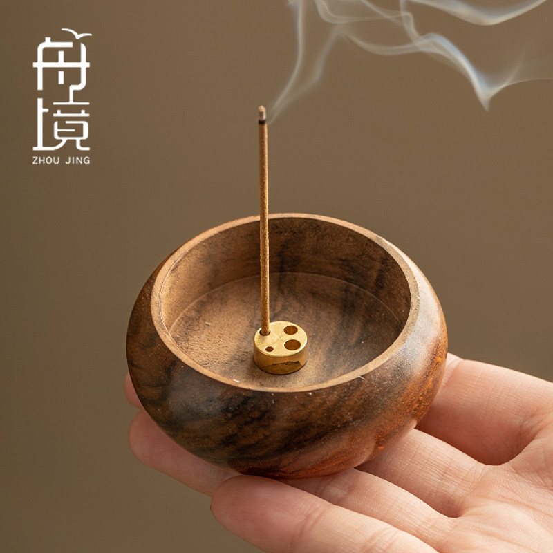 迷你小香插香座檀木质托盘图片