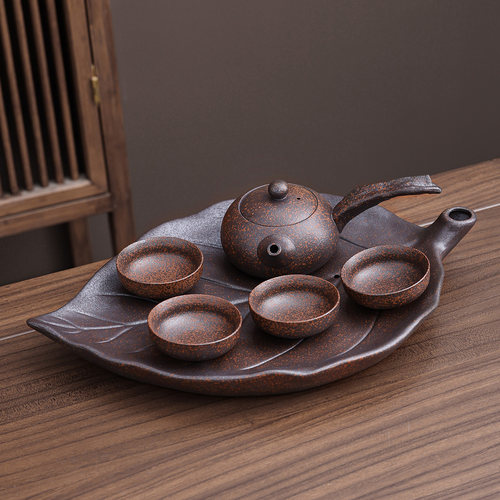 窑变岩苔烧茶壶套装家用泡茶壶