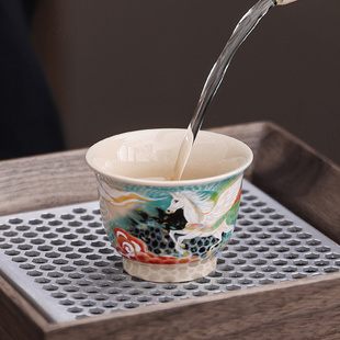 客人杯家用品茗杯小号喝茶杯功夫茶具 国潮陶瓷主人杯个人茶杯中式