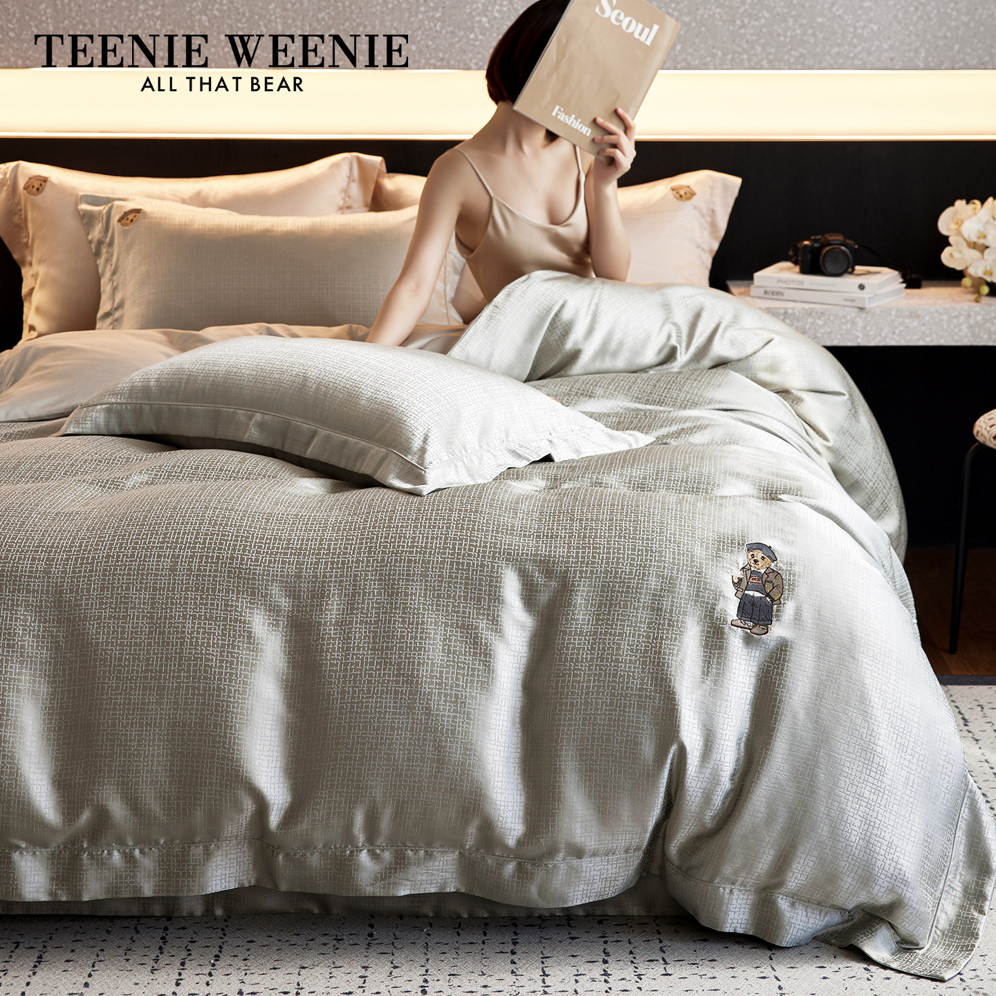 TeenieWeenie轻奢风真丝四件套图片