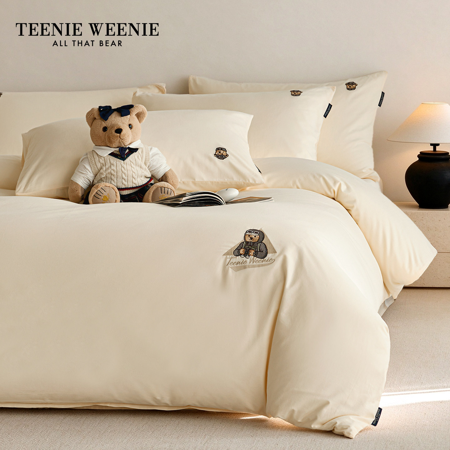 TeenieWeenie秋冬全棉磨毛四件套纯棉加厚保暖床单被套床笠三件套
