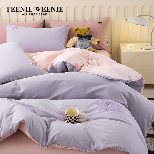 北欧简约风水洗棉被套全棉四件套