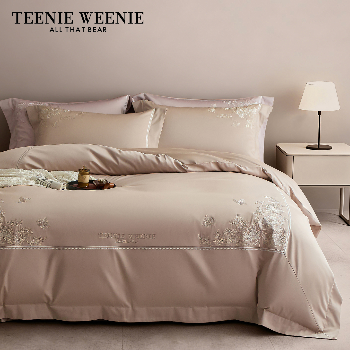 TeenieWeenie高端纯棉四件套全棉贡缎丝滑裸睡被套罩床单四季通用