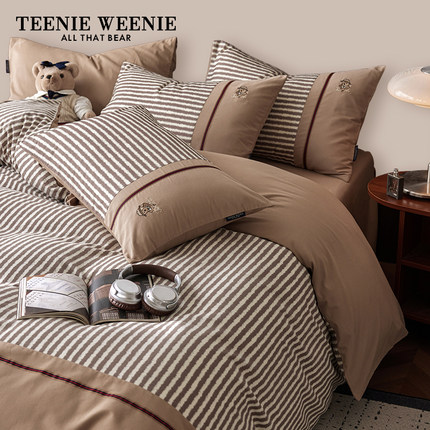 TeenieWeenie全棉磨毛四件套2024新款纯棉秋冬季加厚被套床单床笠